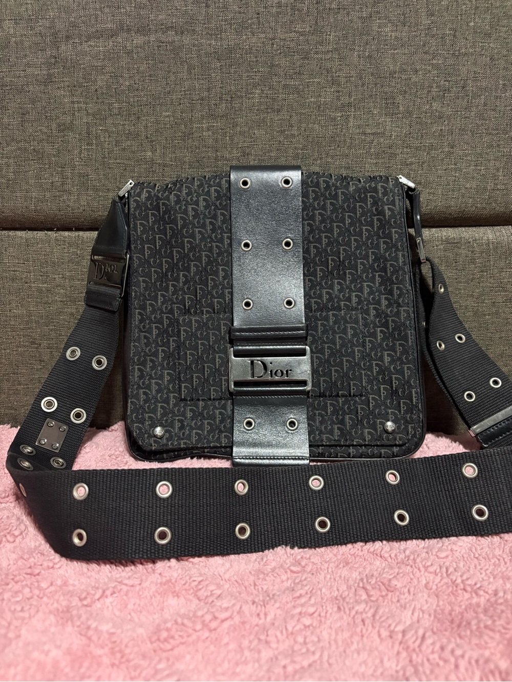 Christian Dior Black Trotter Canvas Messenger Bag